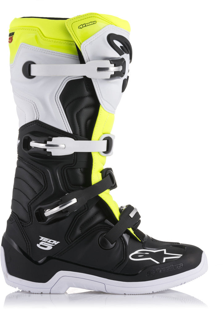 ALPINESTARS TECH 5 BOOTS BLACK/WHITE/YELLOW SZ 05