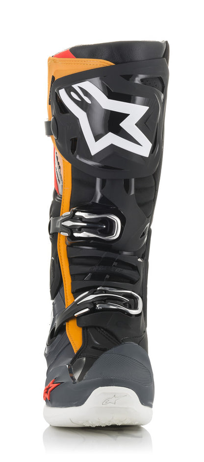 ALPINESTARS TECH 10 BOOTS BLK/GRY/ORG/FLUO RED SZ 10