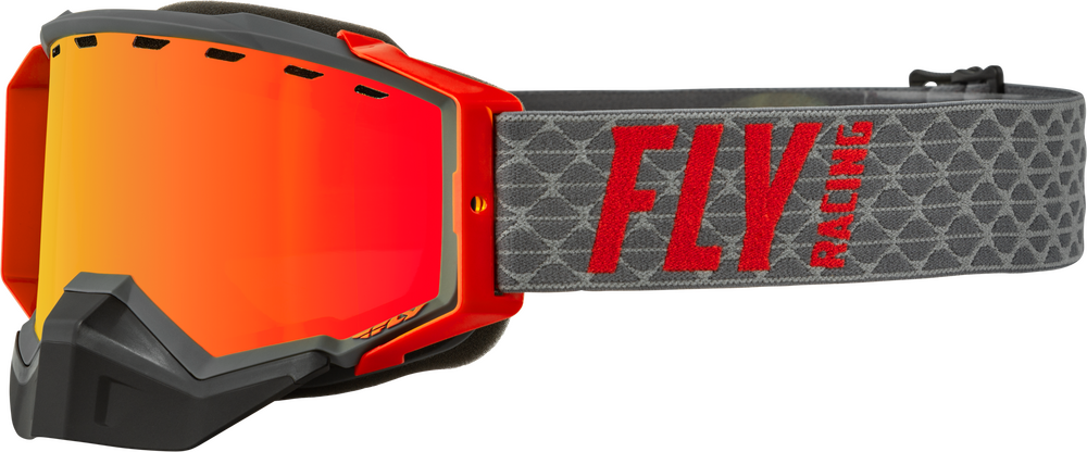 FLY RACING ZONE SNOW GOGGLE GREY/RED W/ RED MIRROR/AMBER LENS