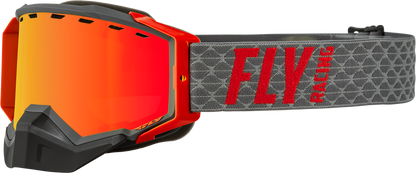 FLY RACING ZONE SNOW GOGGLE GREY/RED W/ RED MIRROR/AMBER LENS