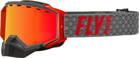 FLY RACING ZONE SNOW GOGGLE GREY/RED W/ RED MIRROR/AMBER LENS